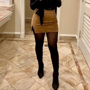 SUEDE CAMEL MINI SKIRT SMALL